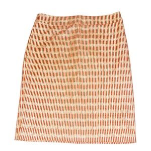 LOFT Pencil Skirt Peach and Ivory Size 8 Textured Cotton Geometric Line Print